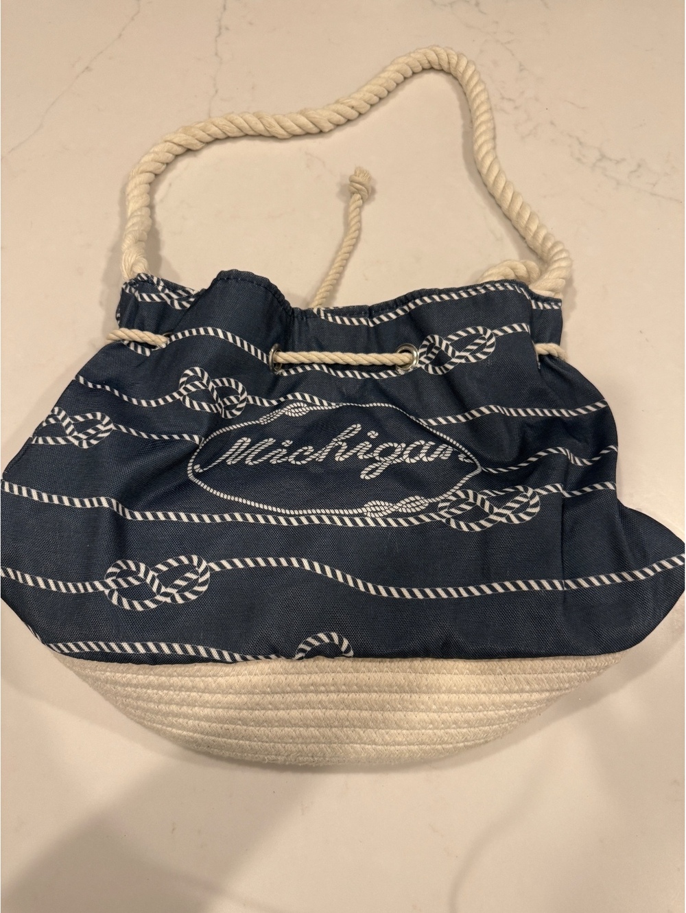 Michigan Nautical Rope Tote Bag